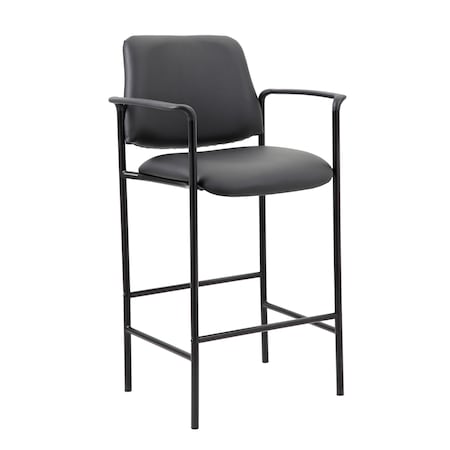 Boss Square Back Diamond Stool with Arm In Black Caressoft B169503-CS